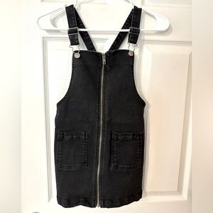 Girls Art Class Black Denim Overall Zip-up Dress
